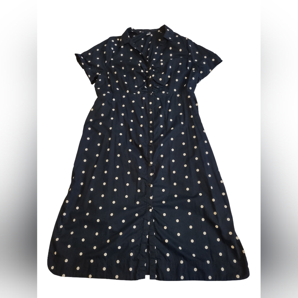 NWOT Old Navy Navy Blue Polka Dot Midi Dress 2X - Picture 5 of 8